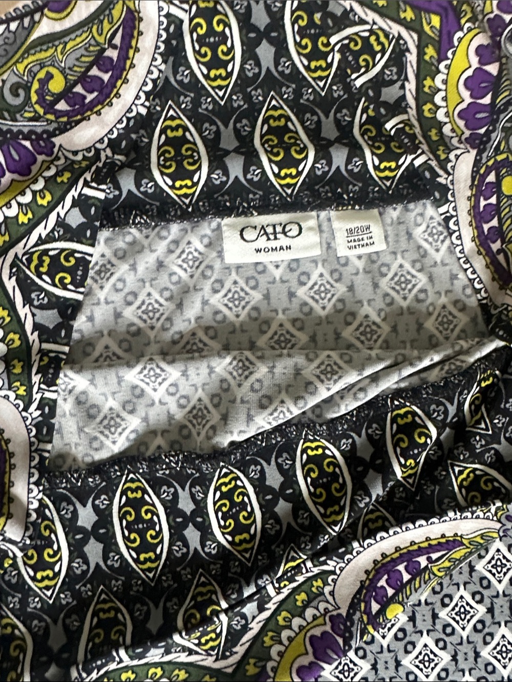 Cato Paisley & Geometric Print Long Skirt — Black, Purple & Yellow